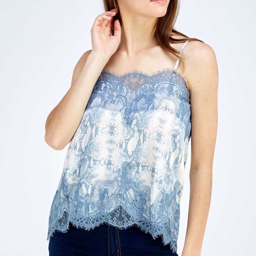 Storia What A Snake Blue White Lace Camisole Size S